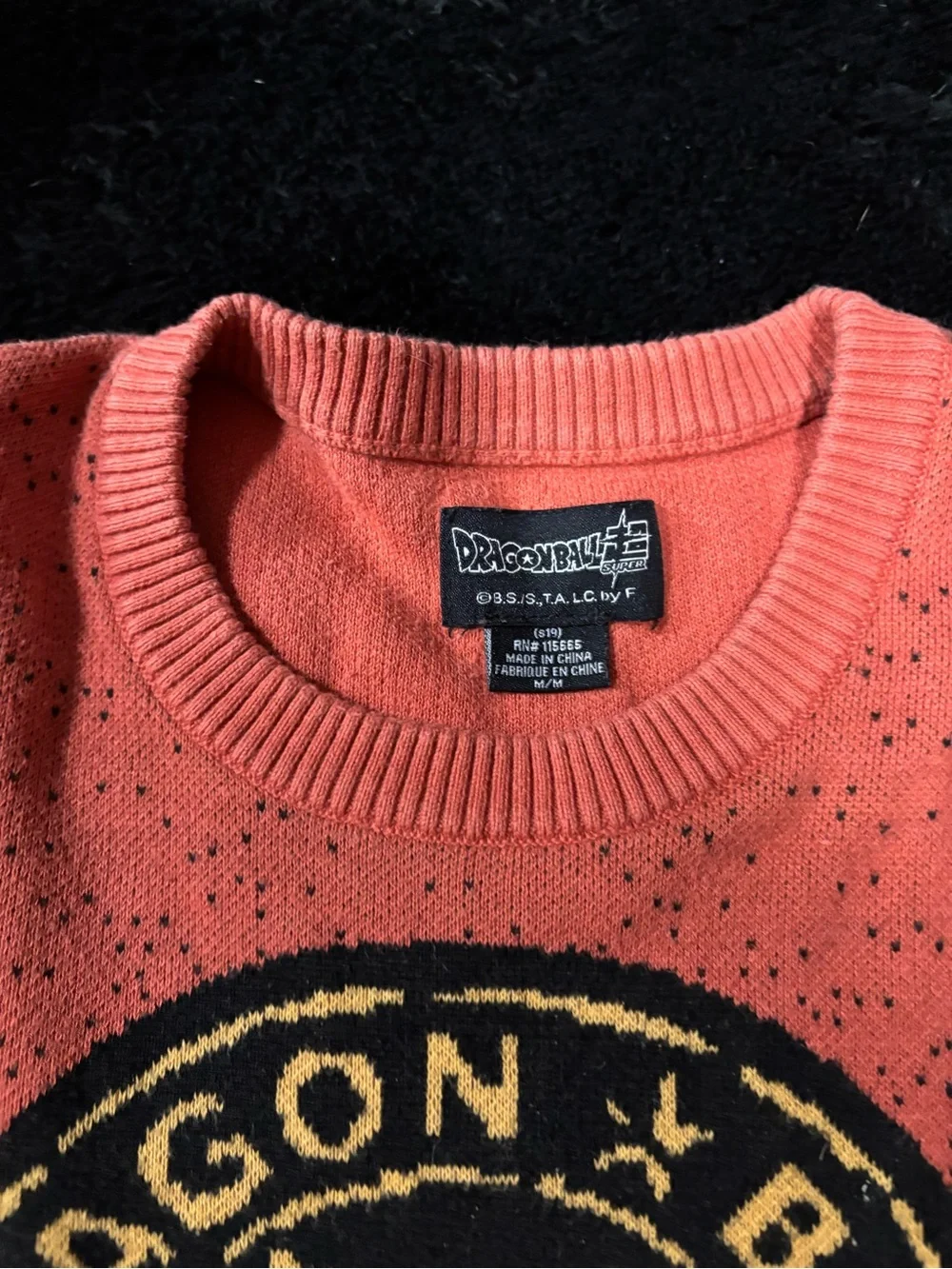 Dragon Ball Super Orange and Black Cotton Crewneck Sweater